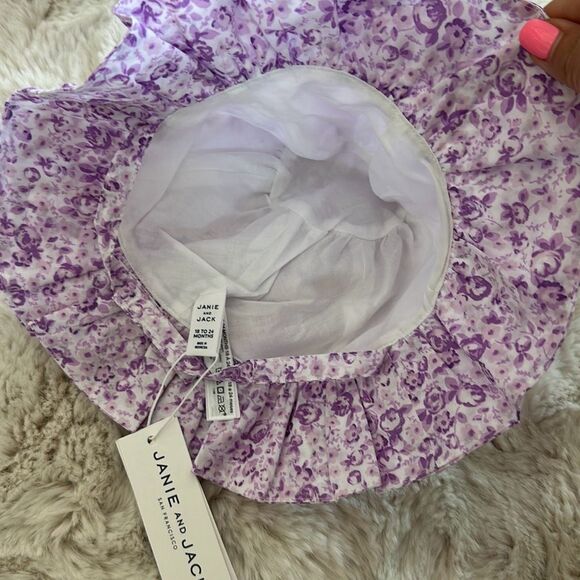 Janie & Jack Baby Floral Ruffle Sun Hat in Tallulah Lavender Size 18-24 Months - Picture 3 of 6